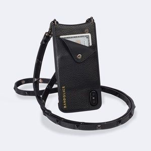 Bandolier Black Leather Crossbody for iPhone 7+